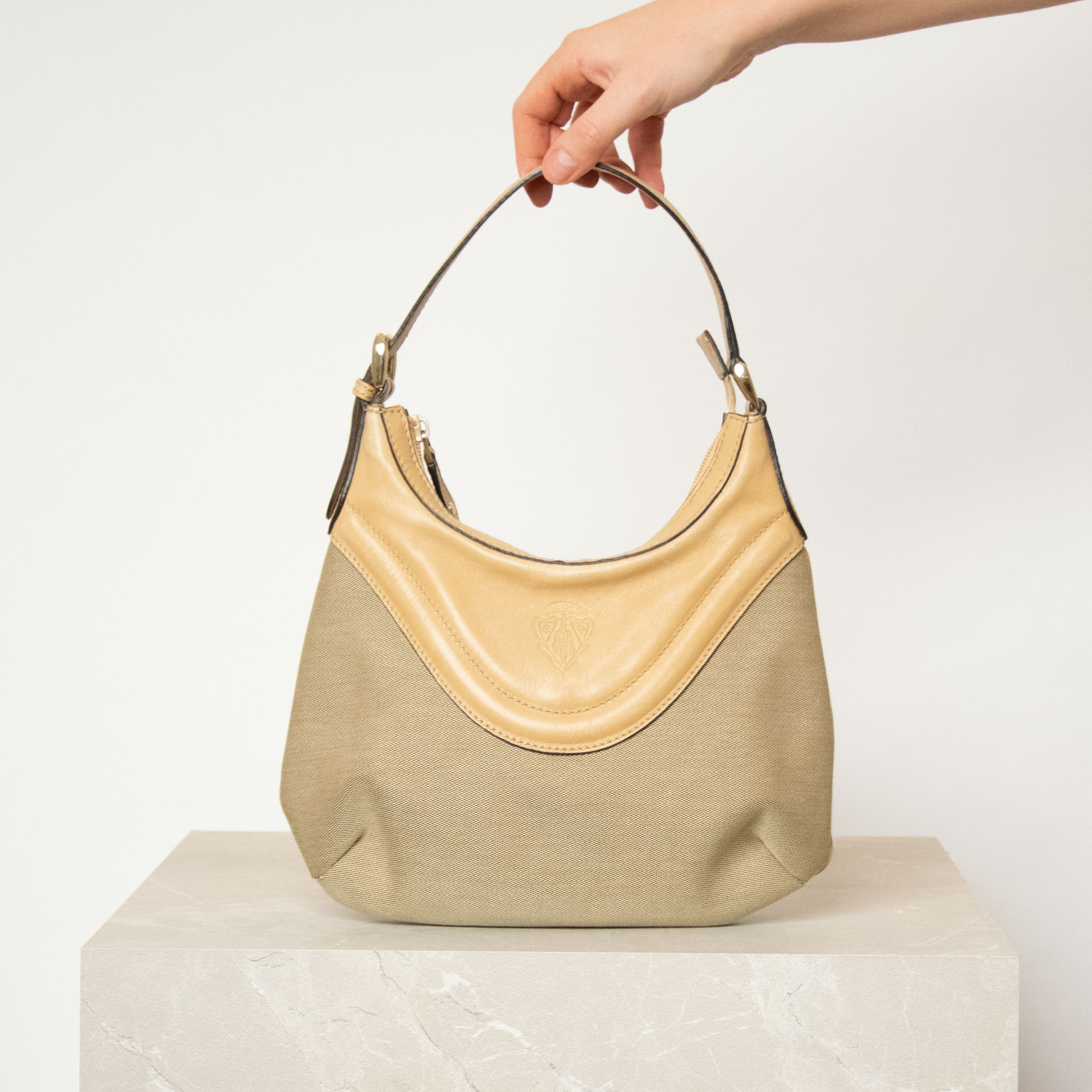 Gucci Hysteria Crest Hobo Bag Beige Small Canvas with Leather
