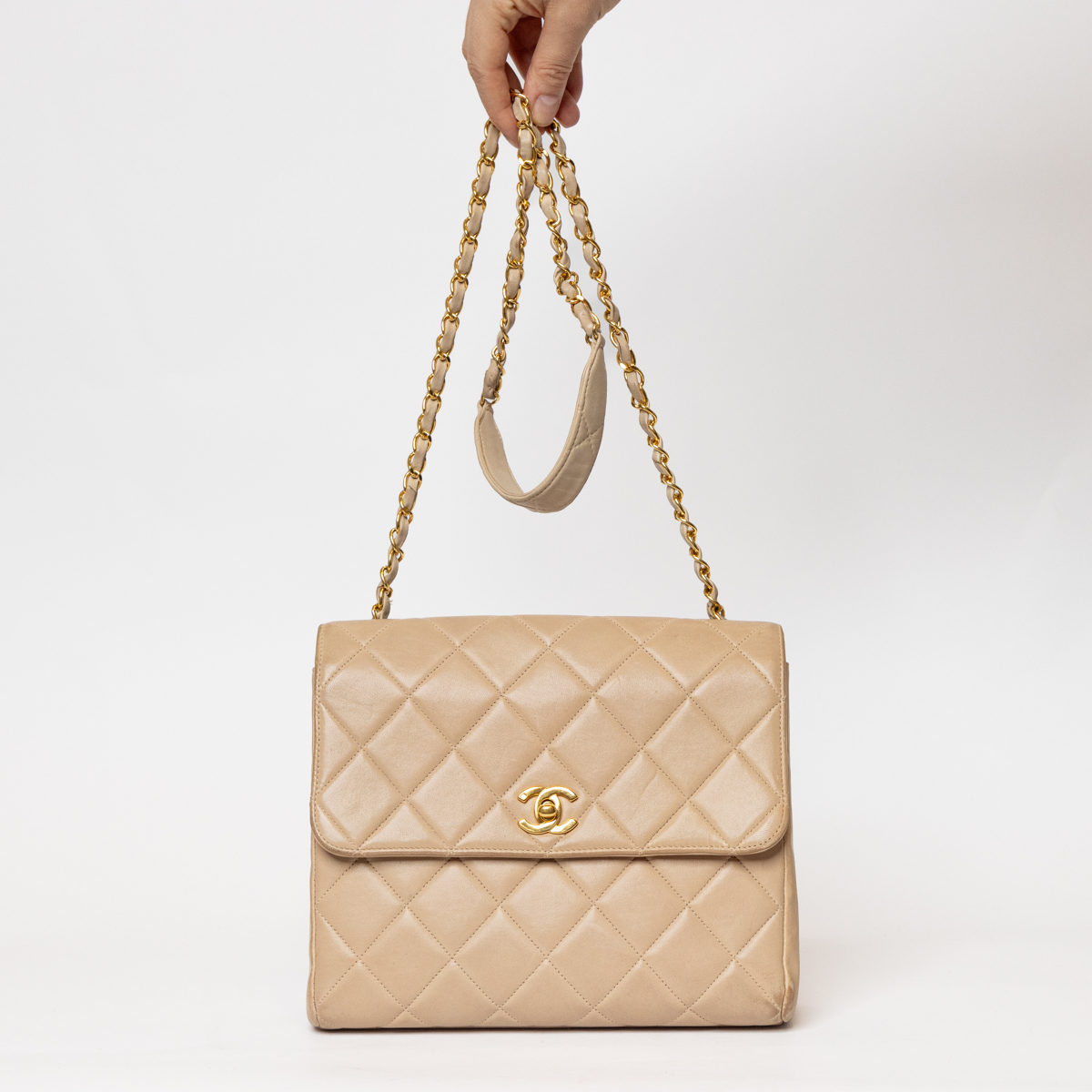 Chanel Timeless Single Flap Bag Lambskin Beige GHW