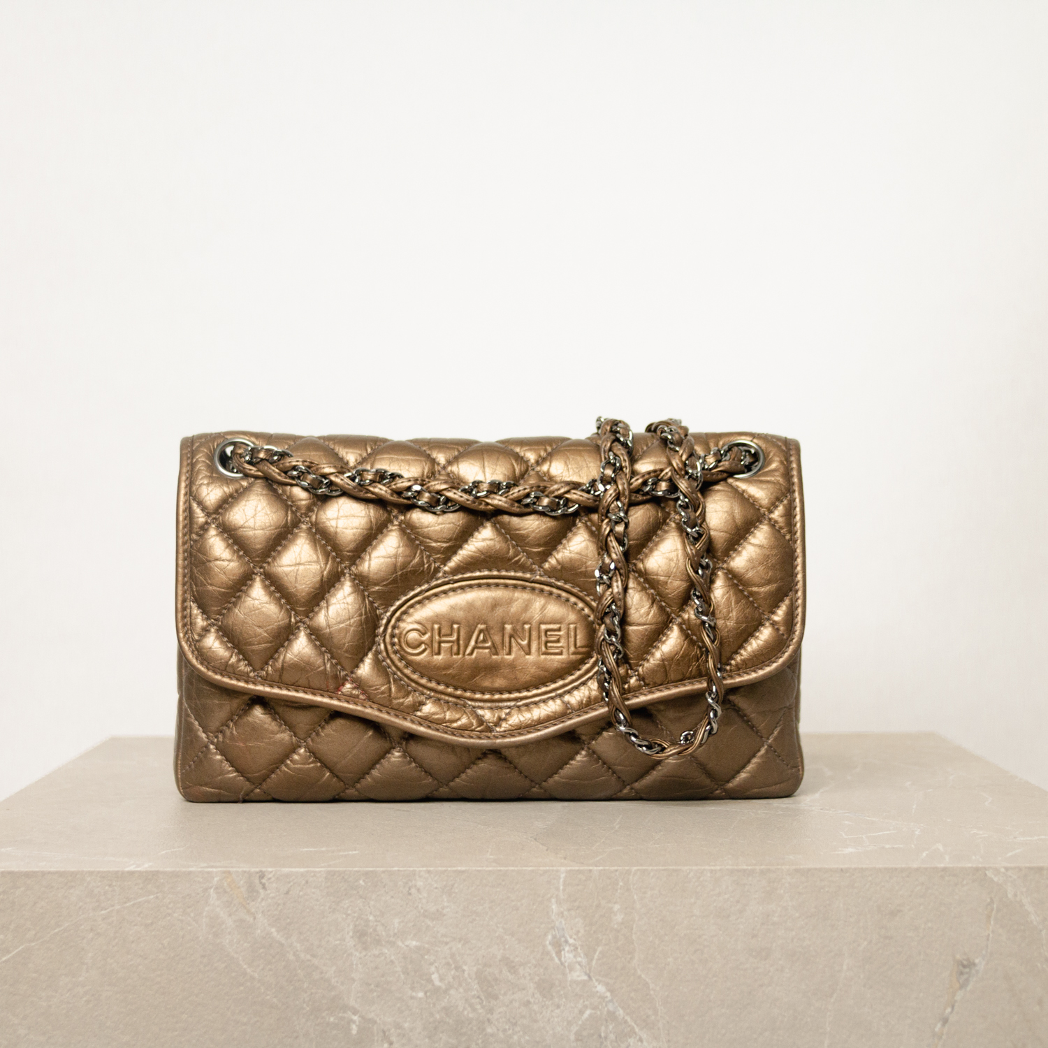 Chanel Lady Braid Single Flap Bag Gold Bronze with Braided Chain