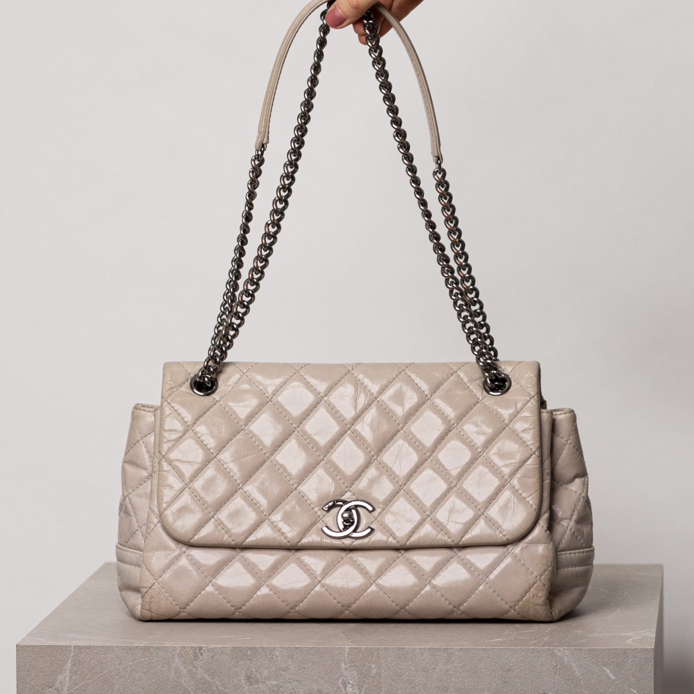 Chanel Single Flap Bag Tasche Calfksin Greige
