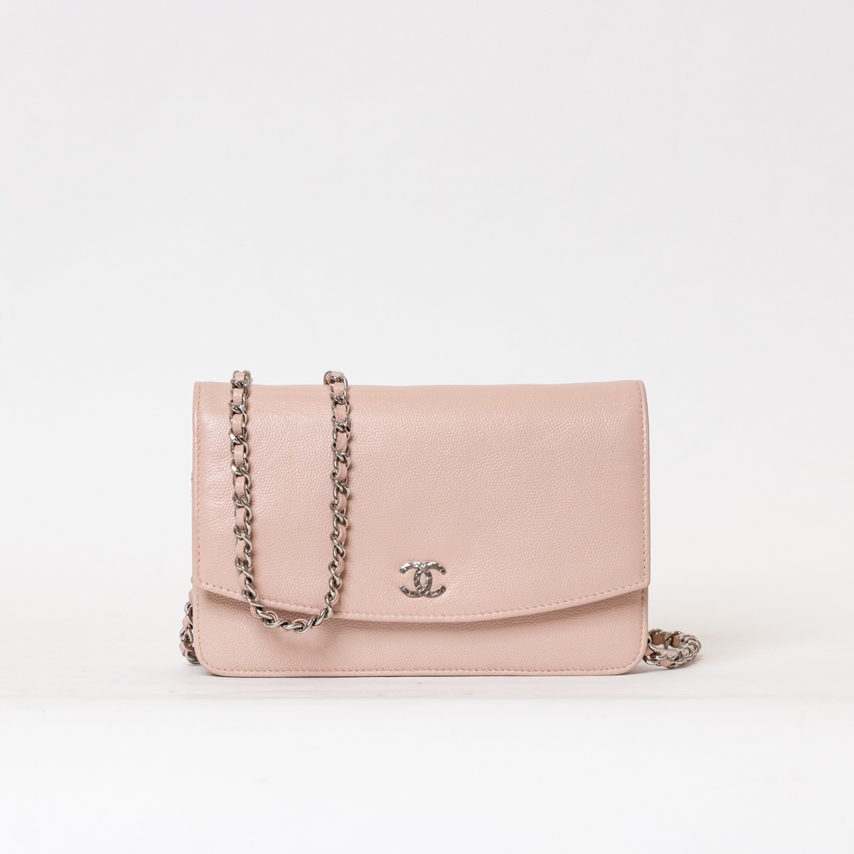 Chanel Caviar Sevruga Wallet on Chain WOC Rose Rosa Pink