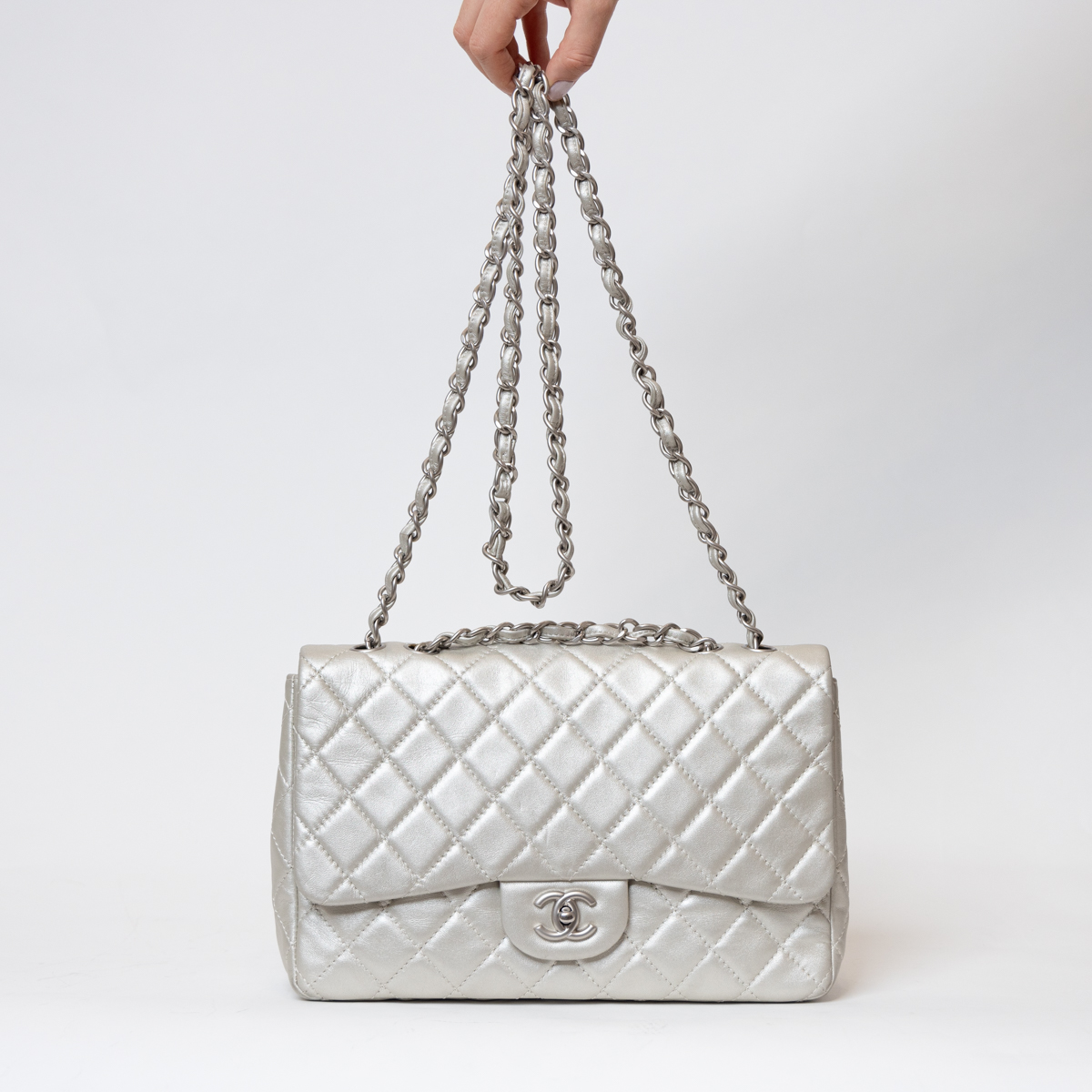 Chanel Single Flap Jumbo Lambskin with silver hardware