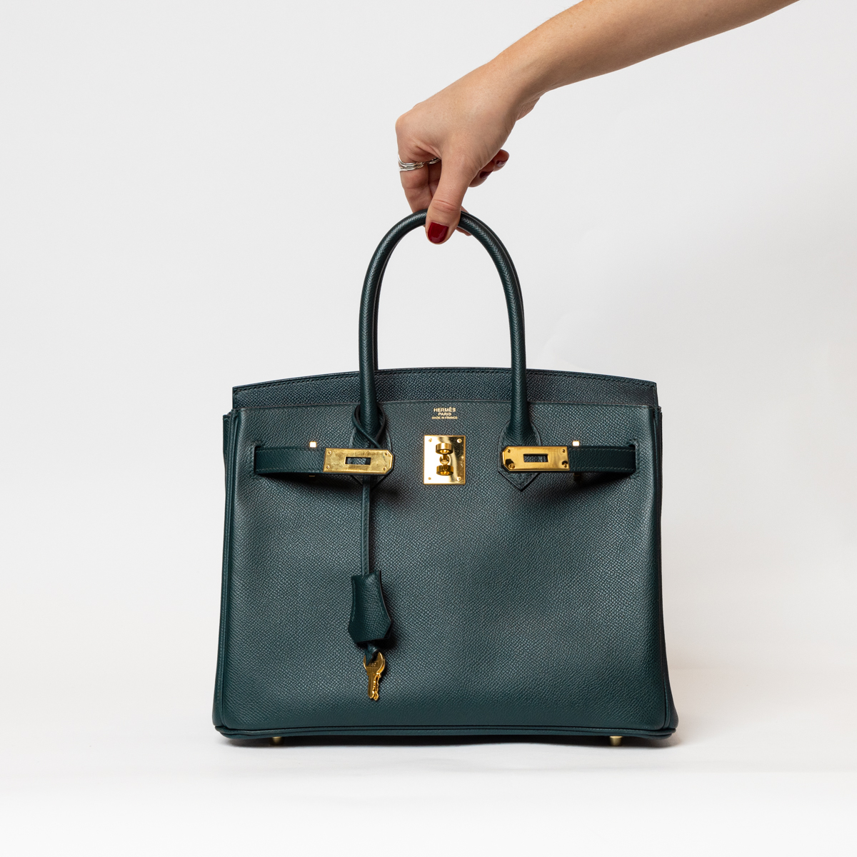 Hermès Birkin Bag 30 Vert Cypress with gold hardware 2019 Full Set