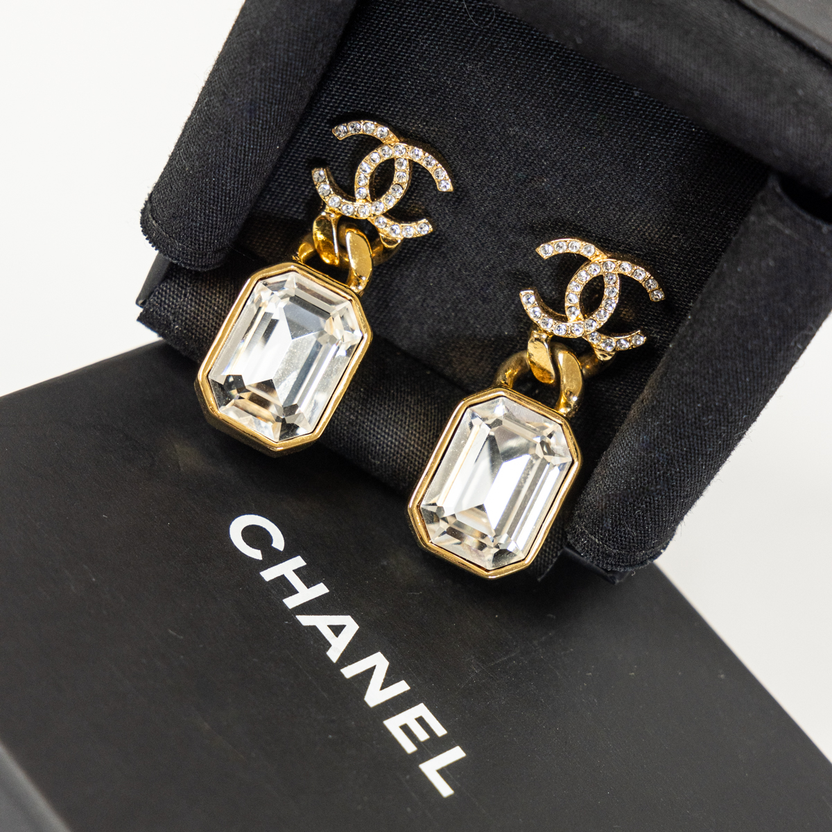 Chanel CC crystal earrings