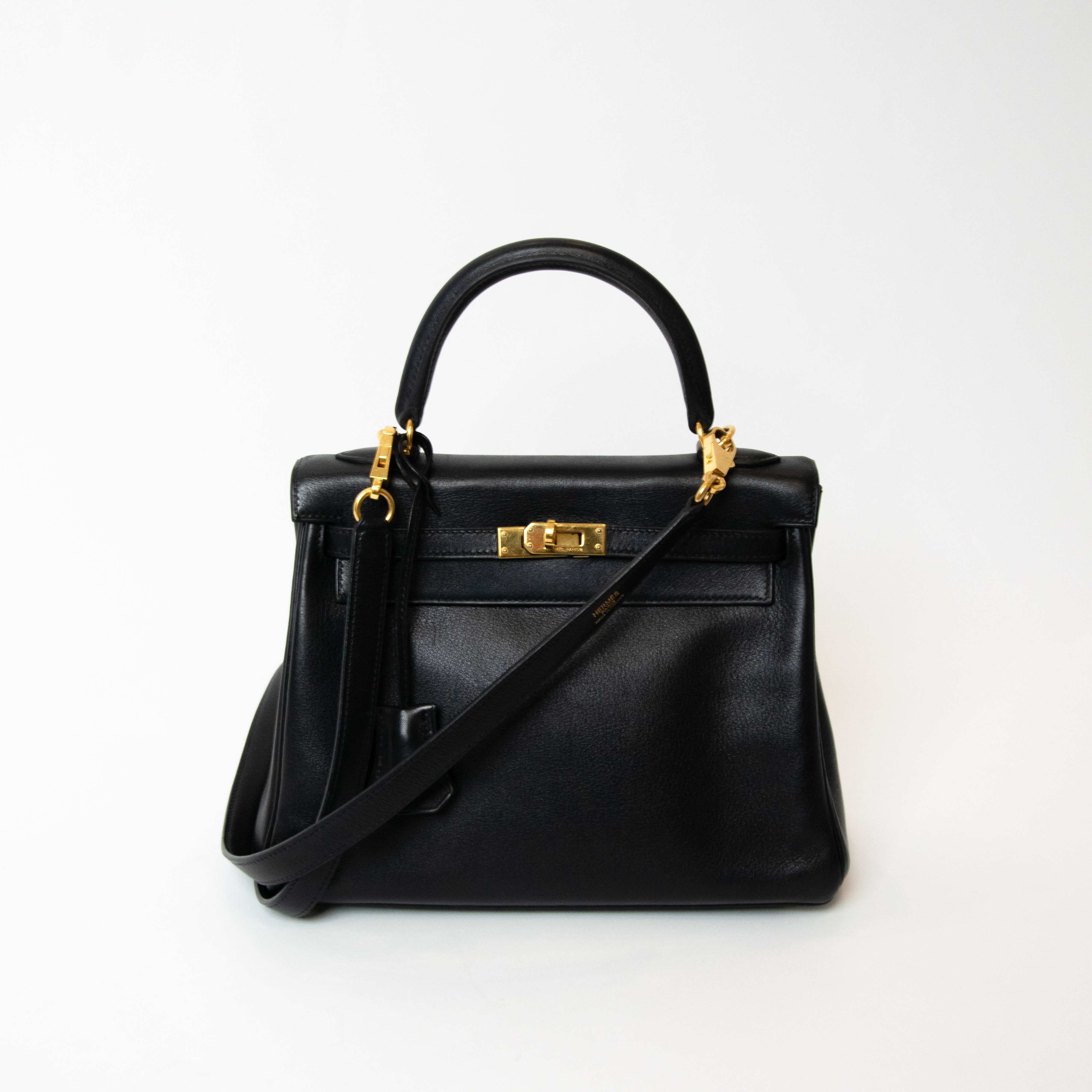 Hermès Vintage Kelly 25 Black Swift leather with gold hardware