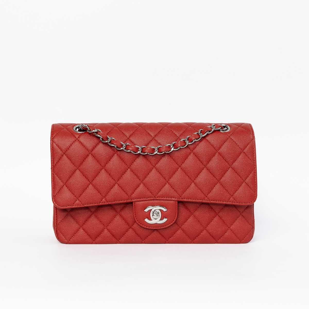 Chanel Timeless Medium Bag Caviar Red with silver hardware