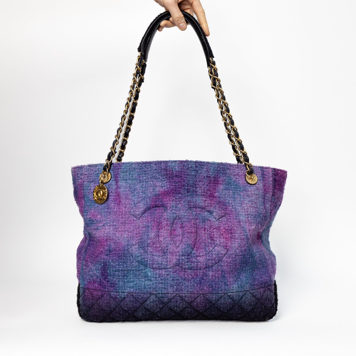 Chanel Wool Tweed CC Bouclé Bag Shopper