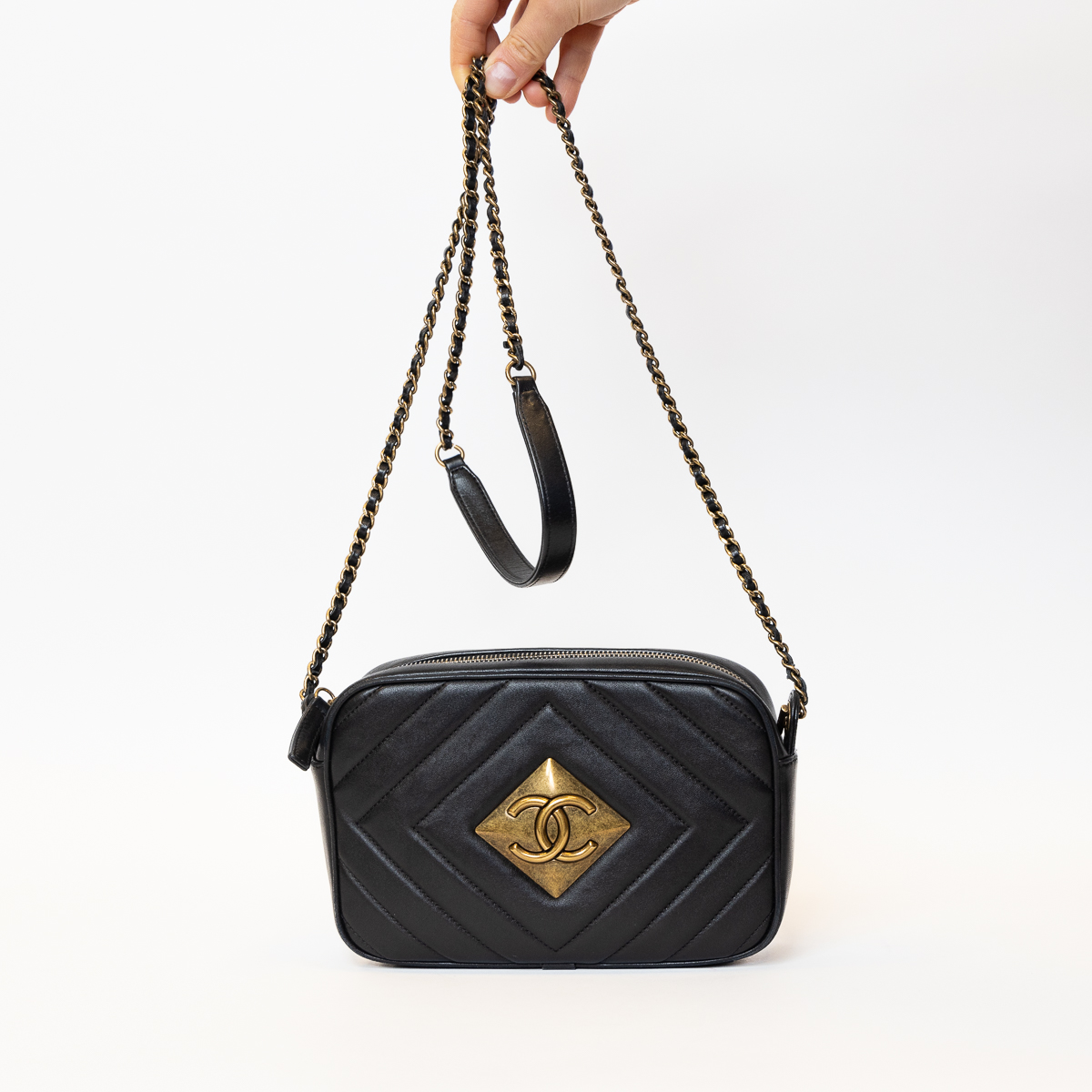 Chanel Camera Bag Black Lambskin with gold hardware