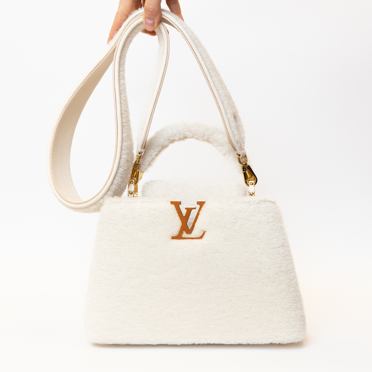 Louis Vuitton Capucines BB peau d'agneau Beige Full Set
