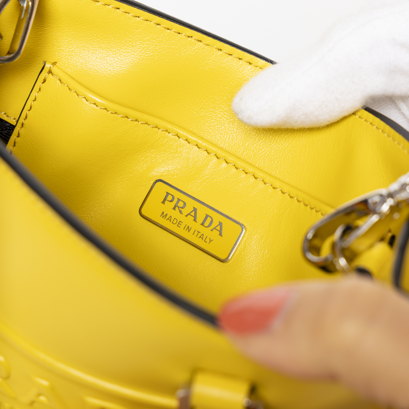 Prada Milano Mini dead leather bag yellow The Luxury Cabinet