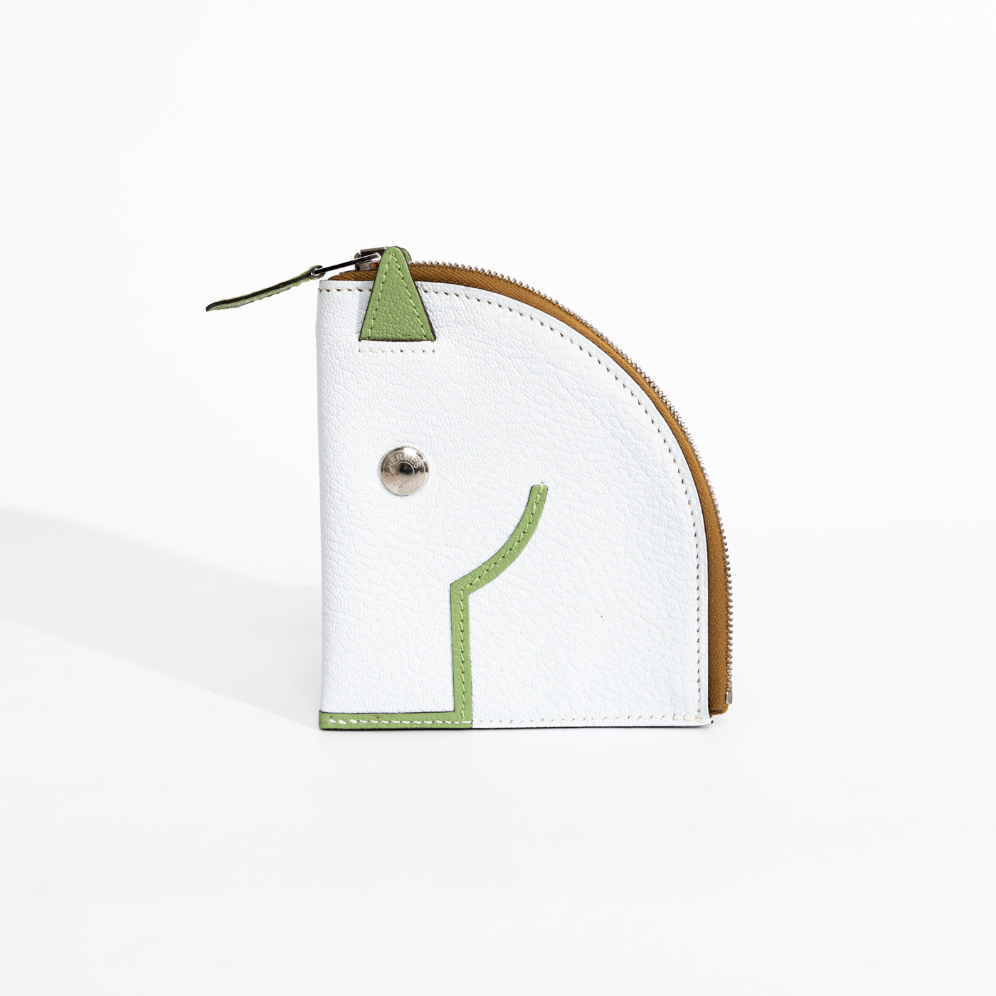 Hermès Münzgeldbörse Chèvre Mysore Hellblau Mit Silberner Hardware