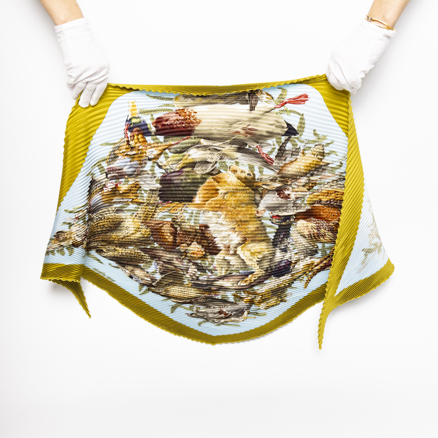 Hermès Carré Plissé Seidentuch H De Linares Mehrfarbig