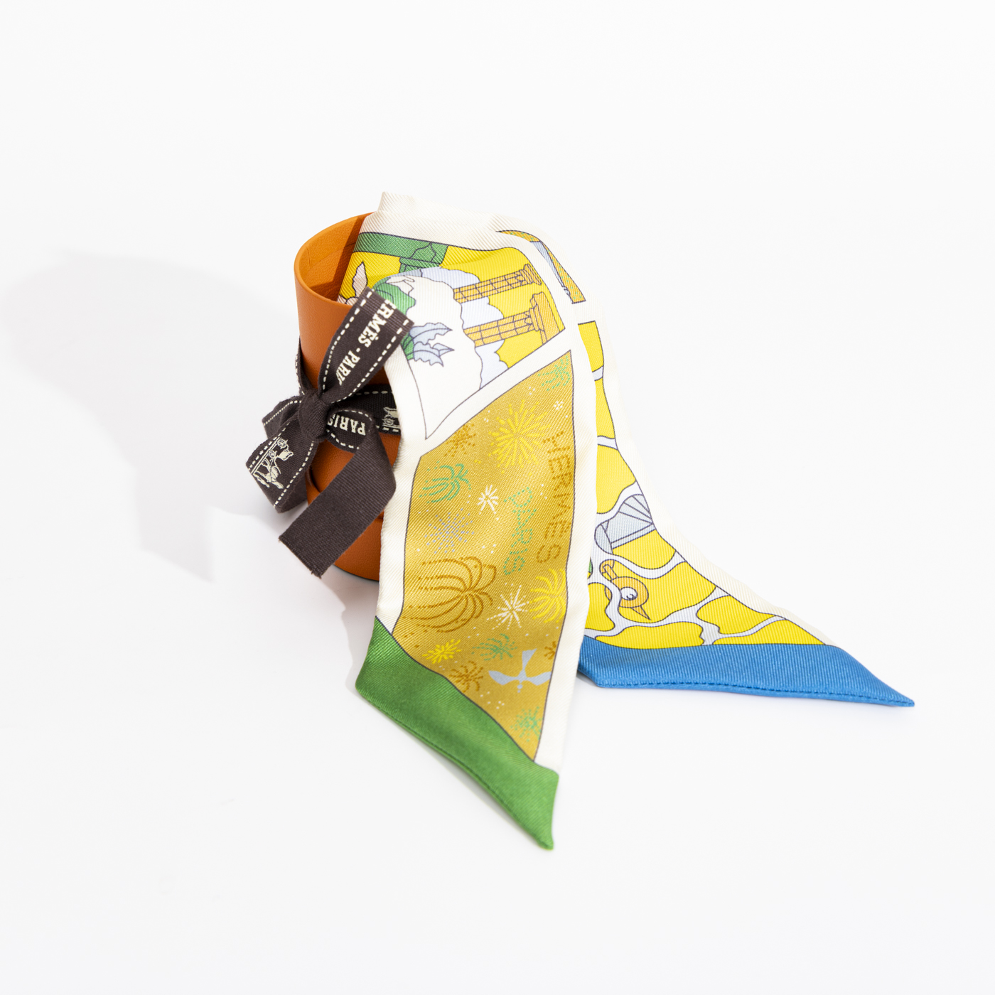 Hermès Twilly Factory Suite Tuch Seide Gelb