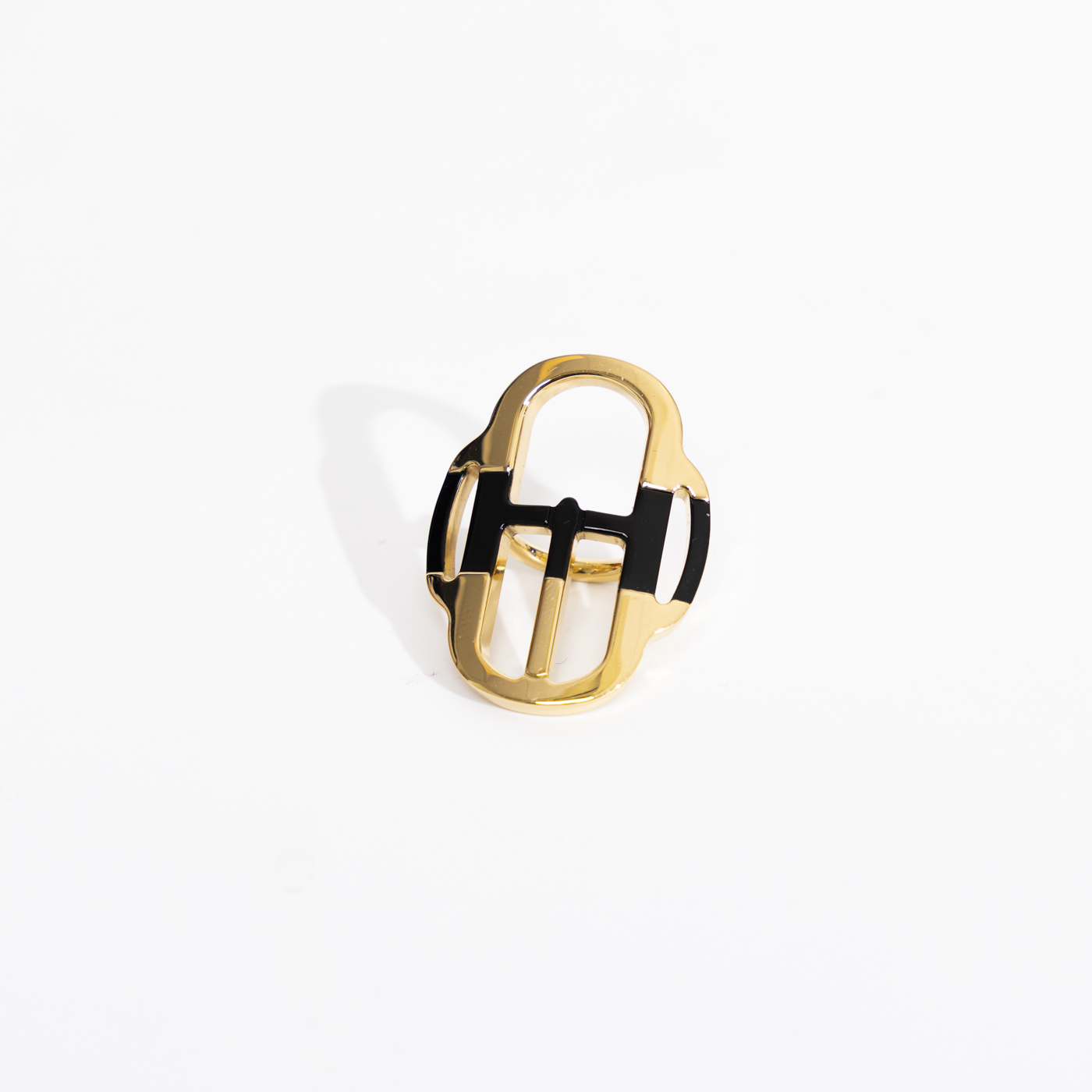 Hermès Tuchring Gold Schwarz Mit Goldener Hardware