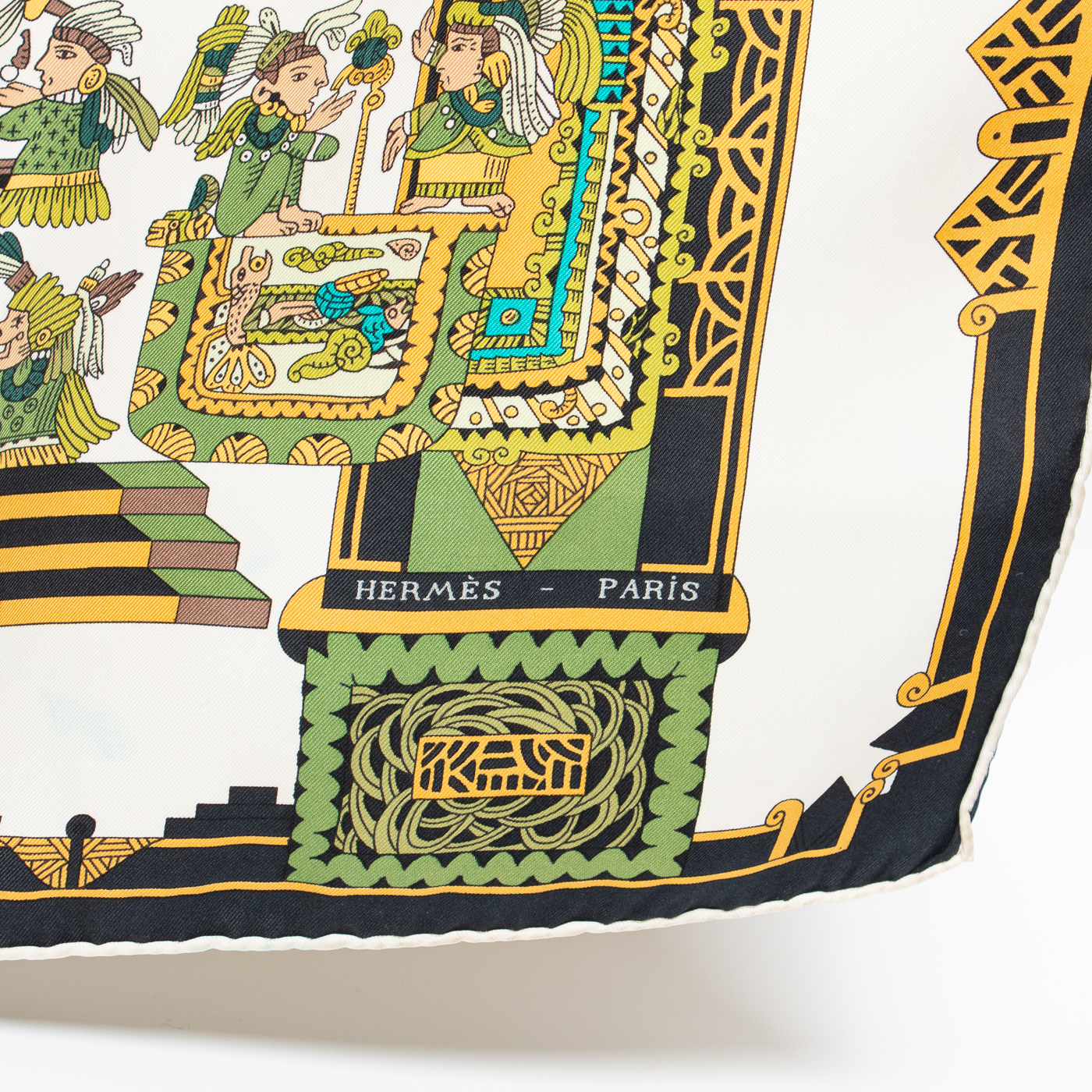 Hermès Carré 90 Astres et Soleils Tuch Seide Grün