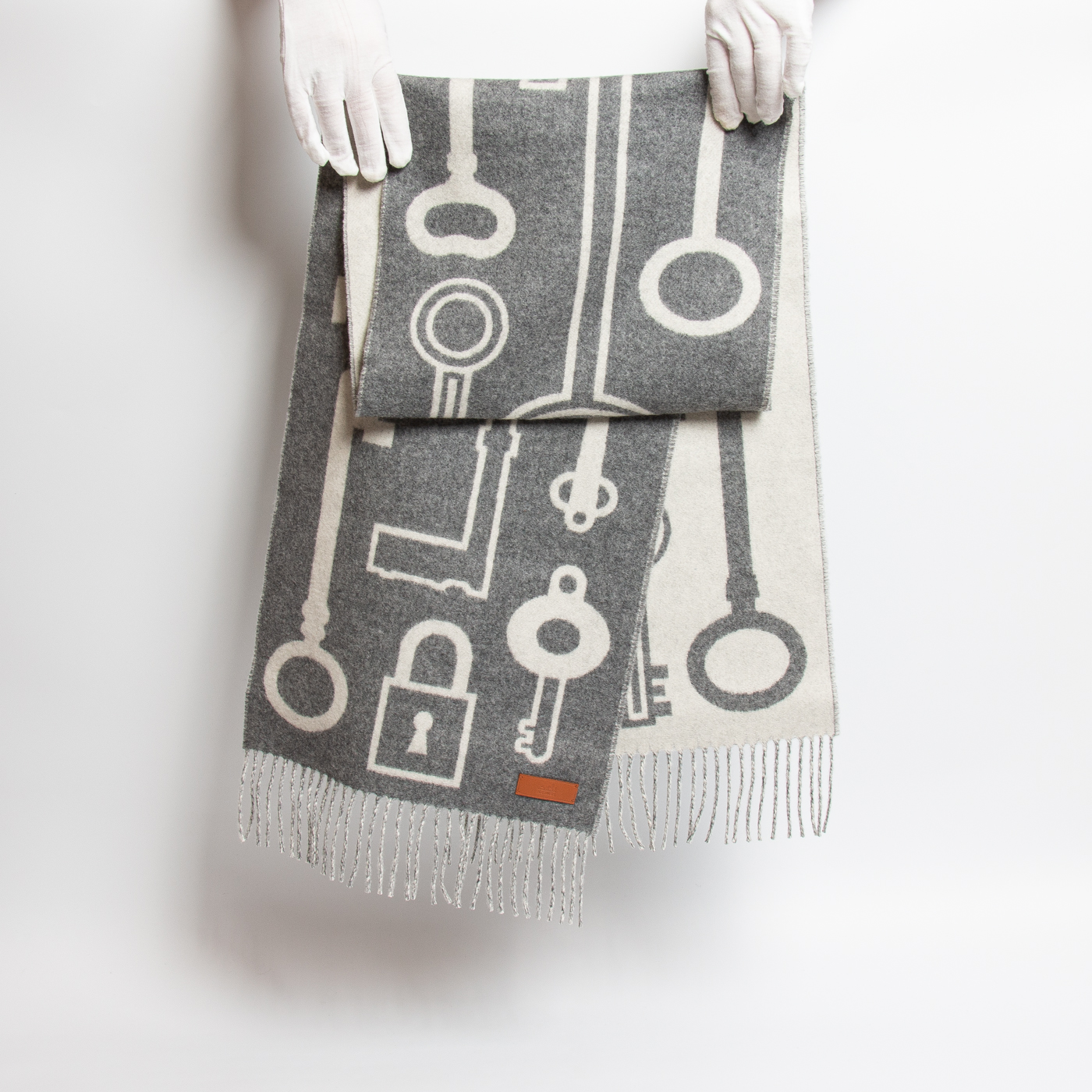 Hermès Schal Kaschmir Grau Les Cles