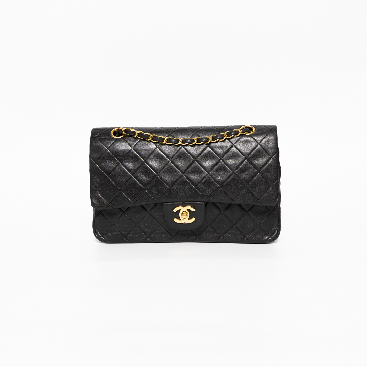 Chanel Timeless Medium Lambskin Tasche Schwarz mit goldener Hardware 2591089