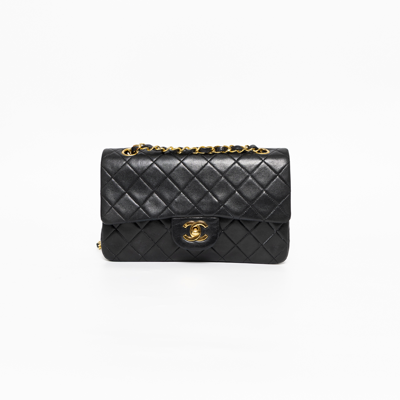 Chanel Timeless Small Lambskin Tasche Schwarz mit goldener Hardware 1479386